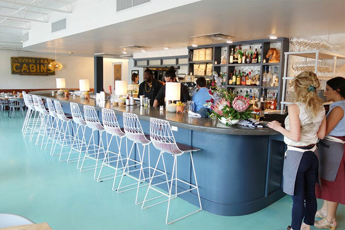 View of the bar at the Launderette restaurant on Holly Street